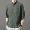 Men's Loose Casual Three-Quarter Sleeve Cotton and Linen Shirt