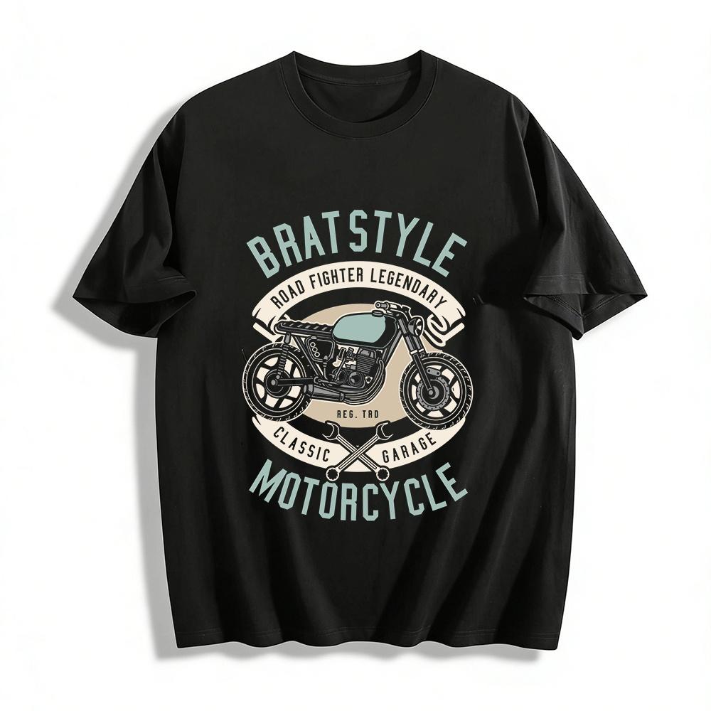 Футболка BratStyle с принтом мотоцикла Road Fighter Classic Garage Top Из чистого хлопка