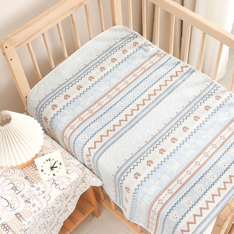 Дышащая 6-слойная хлопковая простыня для детской кроватки для младенцев Мягкое моющееся постельное белье Наматрасник для детского матраса для использования в летний сезон