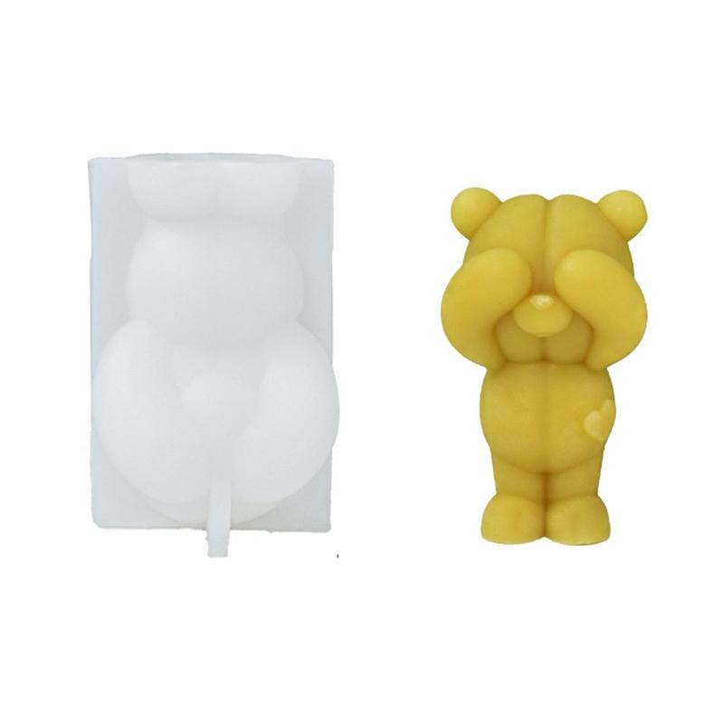 3D Eyecover Bear Shape Candle Silicone Mold for DIY Hand-made Candle Ornaments Mould Handicrafts Making Tool Baking Mold