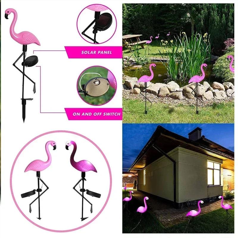 1/3Pcs Solar LED Light Flamingo Lawn Light Garden Light Outdoor Waterproof Pink Flamingo Lights Landscape Lighting Garden Decor