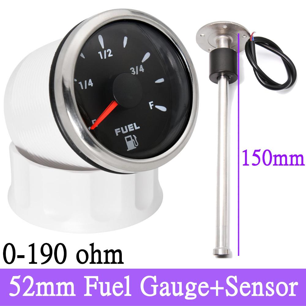 Водонепроницаемый автомобильный датчик уровня топлива 52 мм с 8 цветами подсветки, подходит для 0 ~ 190 Ом, 240-33 Ом, датчик уровня топлива для универсальной лодки, автомобиля, грузовика