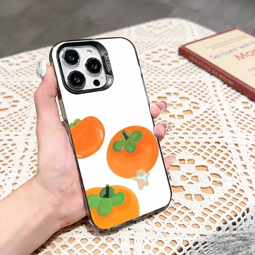 Fruit Party Phone Case For iPhone 17,16,15,14,13,12,11 Plus,Pro Max,XS,Colored silver phone case