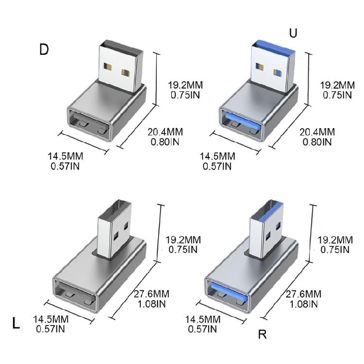 4 шт. 90-градусный USB 3.0 адаптер, угловой USB A Male на Female, удлинитель-конвертер для расширения ПК, ноутбука
