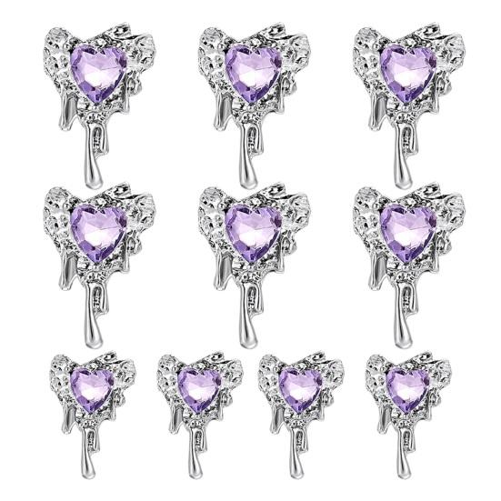 10 шт., стразы для дизайна ногтей, украшения 3D, сердце, искусственный кристалл на сплаве, подвески, креативные украшения, аксессуары для чехла для телефона, ожерелье, ювелирные изделия