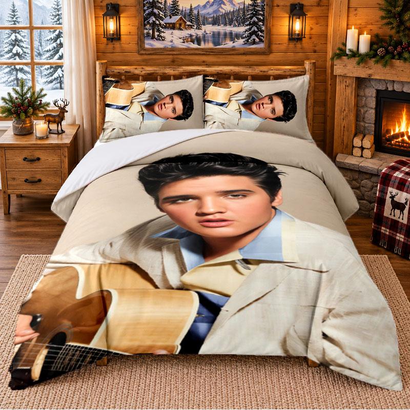 Elvis Presley Pattern Bedding 3Pcs Set Bed Sheet And Pillowcases For Indoor Bedroom