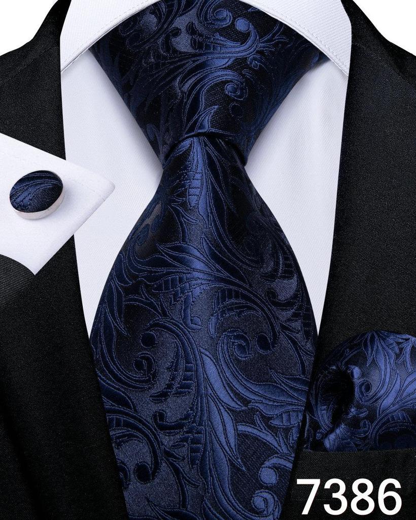 Мужской набор: Шёлковый галстук, карманный платок и запонки