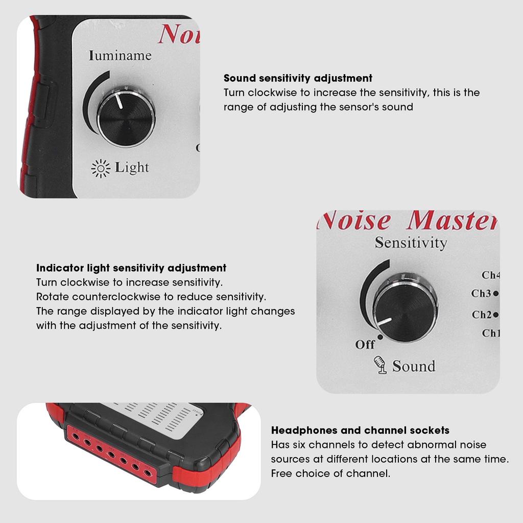 6-канальный автомобильный электронный стетоскоп, инструмент для проверки аномального шума трансмиссии двигателя, 100 Гц-10 кГц