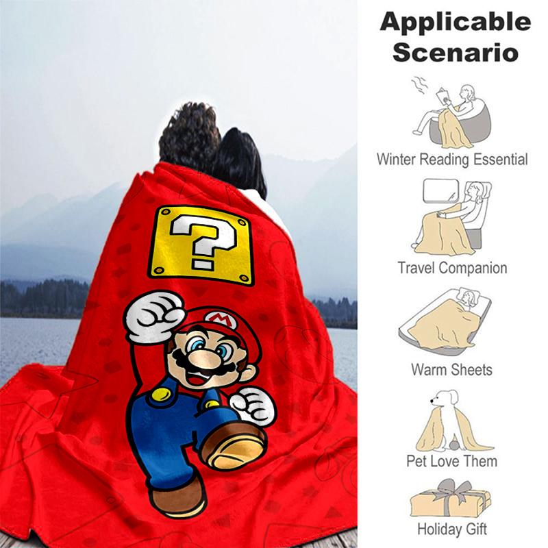 1pc Blanket Super Mario1 Print Design, Lightweight Blanket for Sofa, Bed- Soft &Warm, Gift for All Seasons like Christmas, Halloween