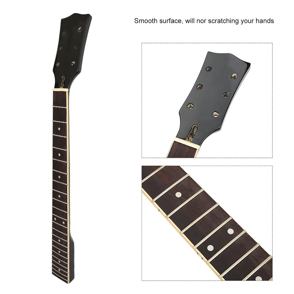 Wooden Folk Guitar Neck Fretboard Musical Instrument Part Black and White