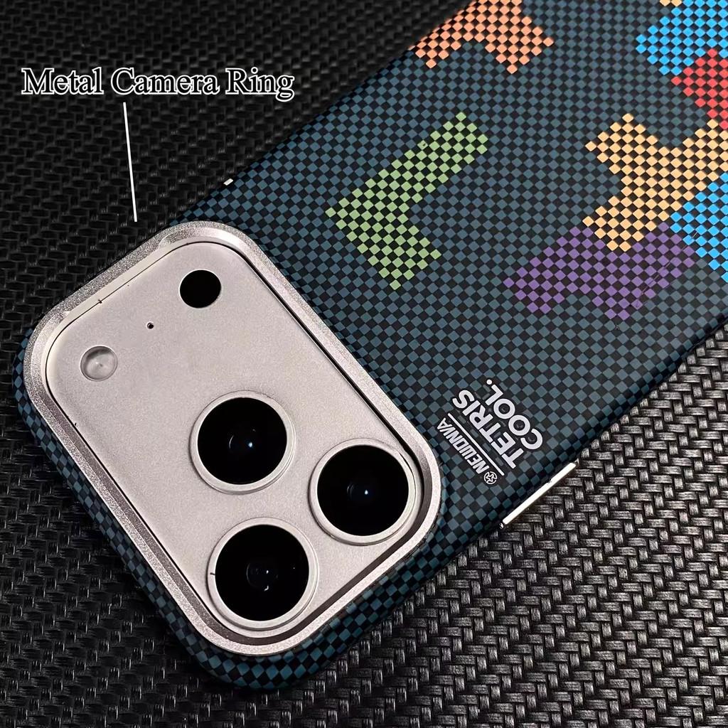 Fashion Patterns Carbon Fiber Texture N52 Magnet Phone Case for iPhone 17 Pro Max /16/15/14/13 /Shockproof /Thin Anti-fingerprint /Metal Camera Ring