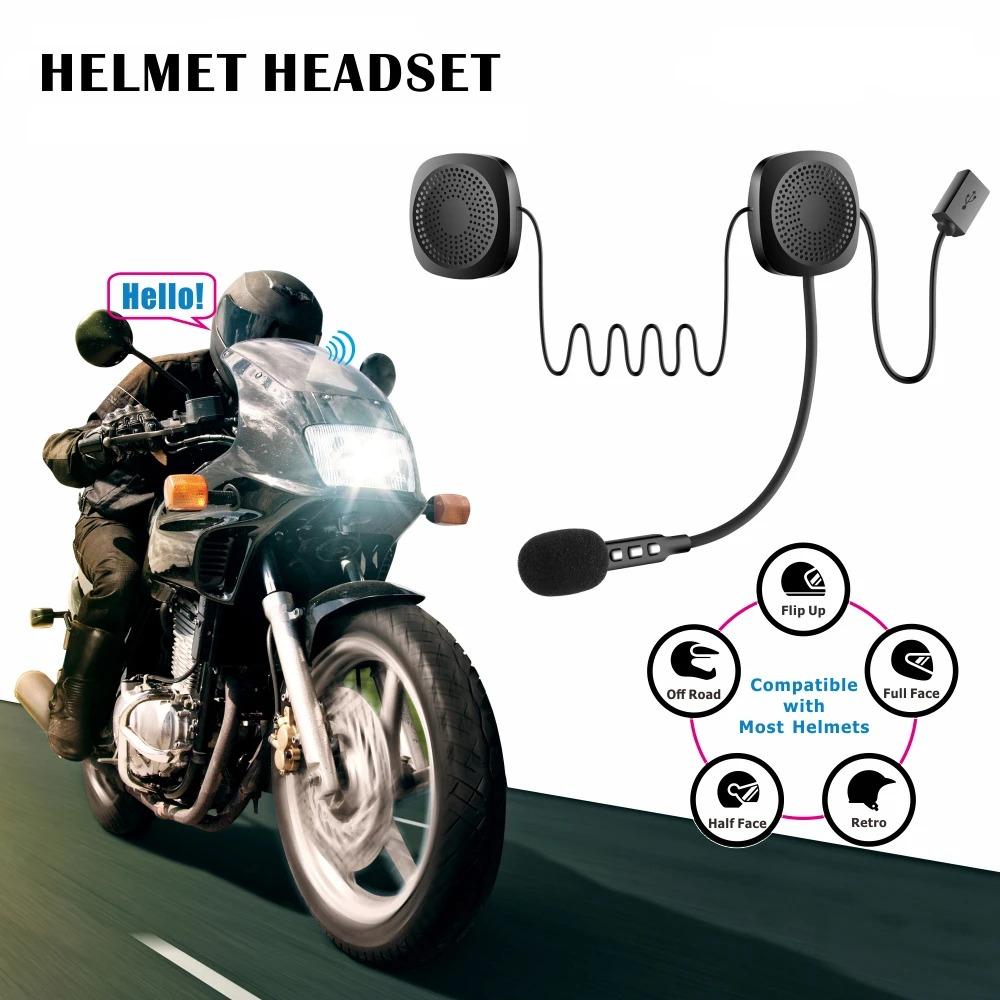 Гарнитура Bluetooth для мотоциклетного шлема V5.0 EDR с шумоподавлением, аккумулятор 250 мАч, 6 часов в режиме разговора, беспроводные наушники для внутренней связи для мотоциклетного шлема