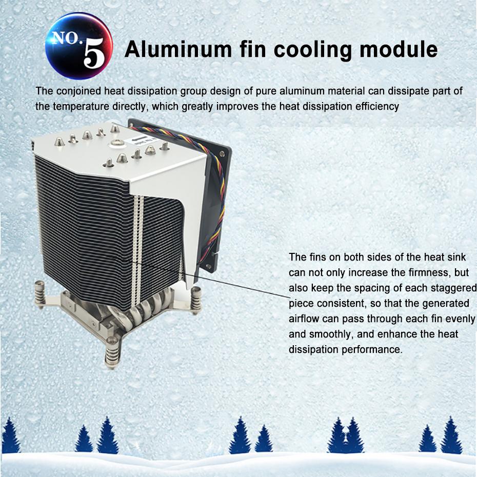 COOLSERVER R19 4U Серверный кулер для процессора 5 тепловых трубок Корпус для настольного ПК бесшумный вентилятор Для LGA2011 2066 115X Рабочая станция Компьютерный радиатор