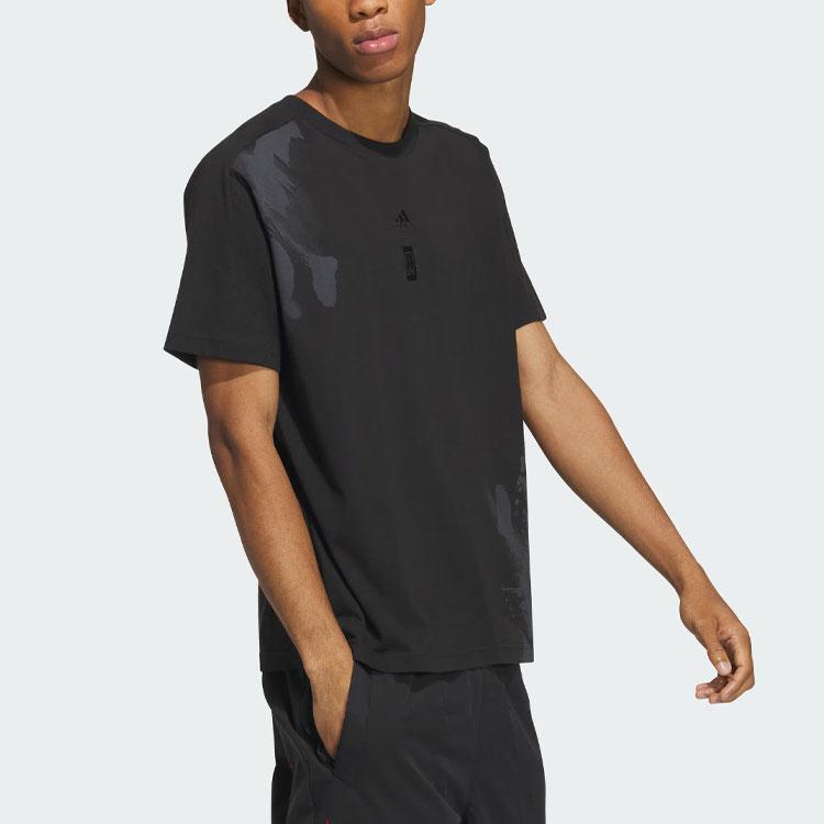 Adidas Wuji Story Graphic Print Sports Casual Tee Men Tops Black IT4989