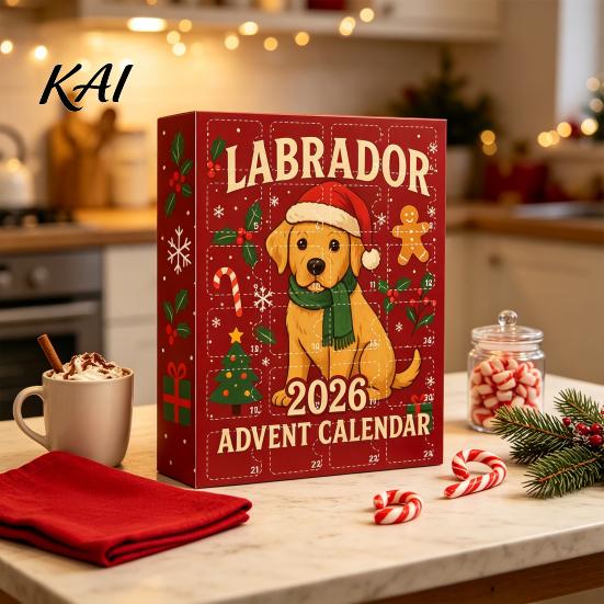 Christmas Dog Theme Decorations 2026 Labrador Advent Calendar, 24 Days 2D Flat Acrylic Ornaments Festive Home Decor Accessories Countdown Collectible