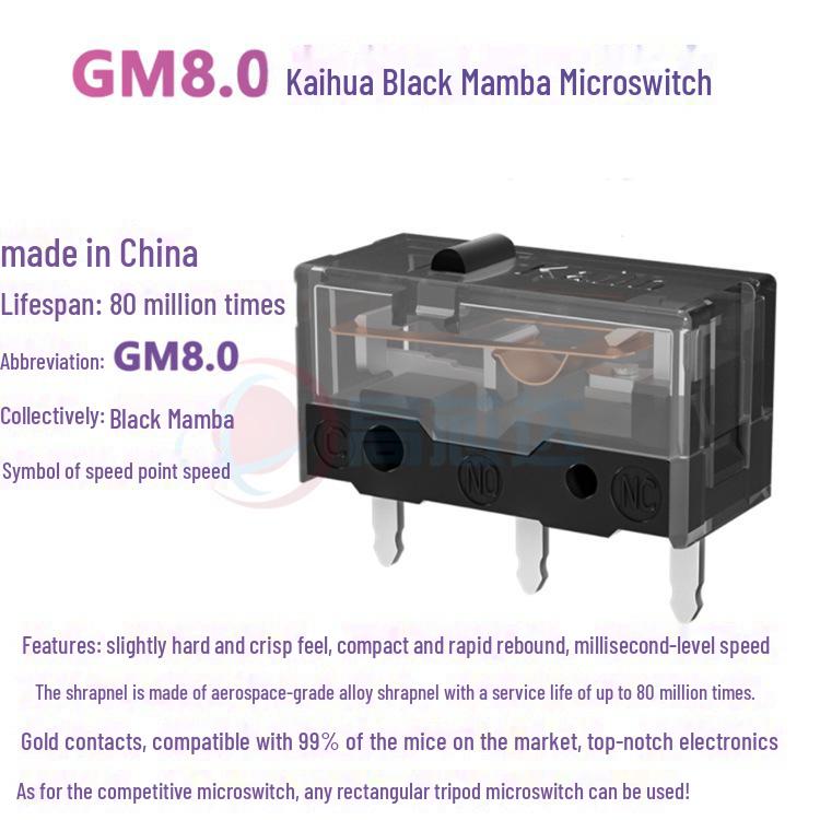 Переключатель для мыши Kailh GM8.0 Black Mamba (Huano Белый/Зеленый/Розовый) для Logitech & Razer Viper