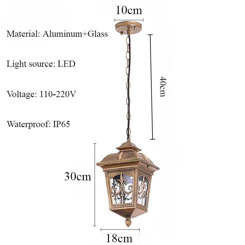 American Retro Outdoor Waterproofing Pendant Lamp Nordic Garden Courtyard Chandelier Lamps Aesthetic Room Decor LED Lights