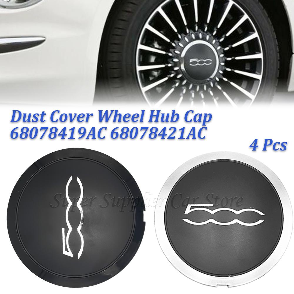 New For Fiat 500 Car Hubcap Wheels Centre 133Mm Hub Caps Dust Cover Silver or Black or Red 68078421AC 51884863 68078419AC