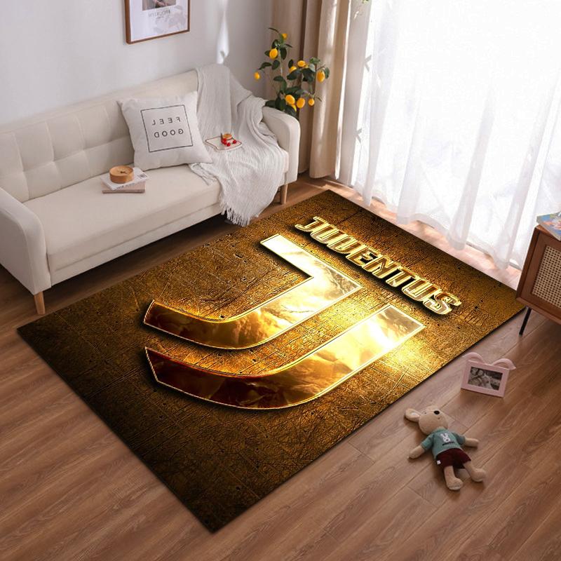 Golden Juventus Logo Design Rug Non-slip rug suitable for living room and bedroom sofas.