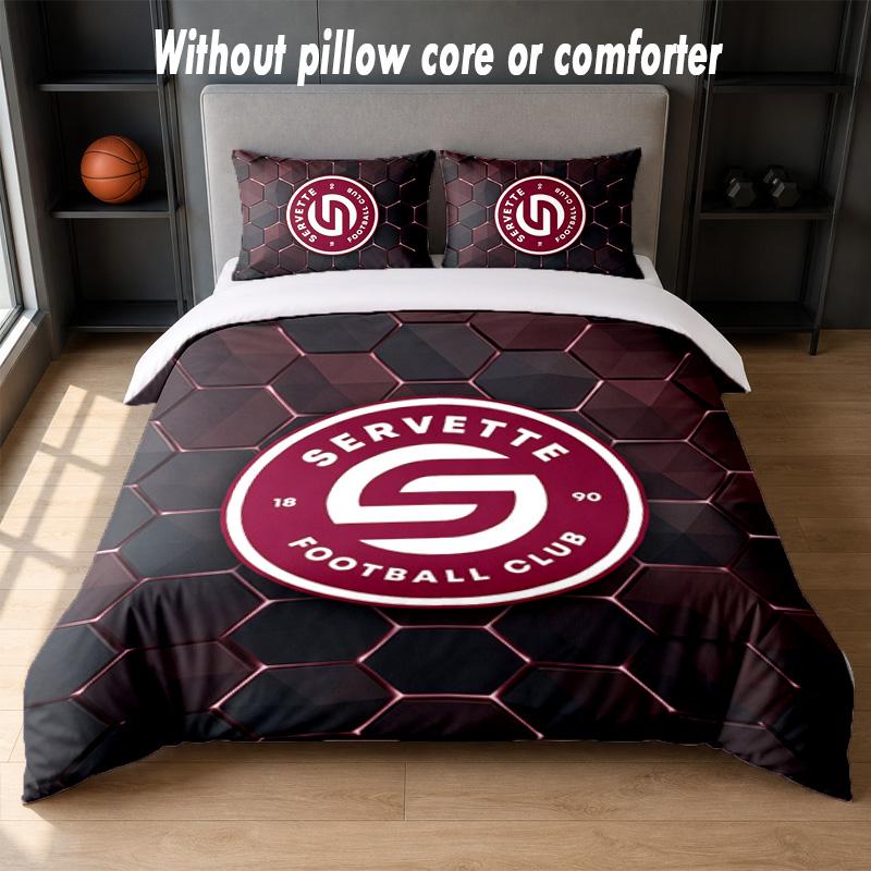 Servette FC Design Bed Bedding Set 1 Duvet Cover + 2 Pillowcases Soft Breathable Household Bed Linens