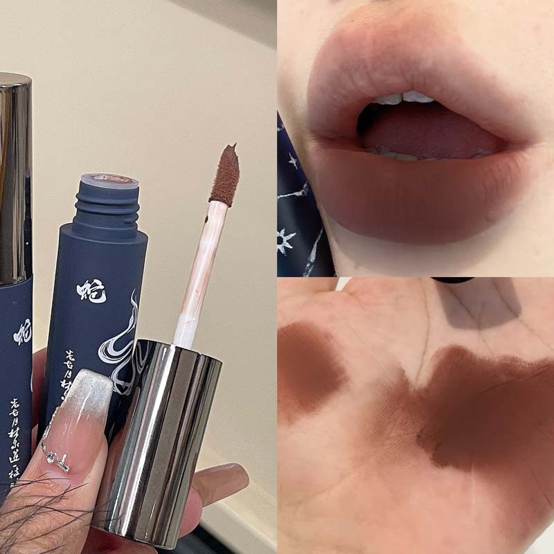 Velvet Matte Lip Glaze Shimmer Nude Lip Mud Waterproof Grey Pink Liquid Lipstick Long-lasting Non-drying Red Lip Gloss Cosmetics