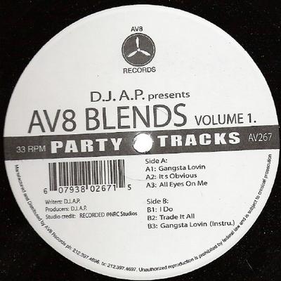 12-дюймовая пластинка DJ A.P. - AV8 Blends Vol.1 AV267 AV8 Американский рэп и хип-хоп/R&B Б/У