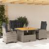 VidaXL Garden Dining Set with Cushions 4 Pcs, Patio Table, Patio Furniture, Outdoor Furniture, Grey 3277404