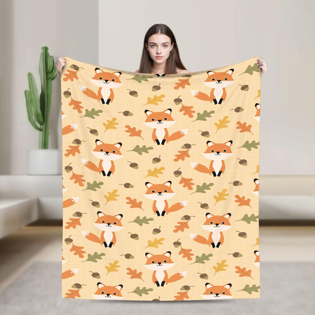 Cozy Blanket Plane Travel Cute Fox Throw Blanket Casual Bedspread For Chair Sofa Bed