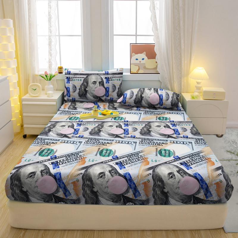 1 Матовая простыня на резинке с принтом в виде забавных животных из мультфильмов, покрывало для кровати с принтом в спальню, постельное белье (Исключая наволочки)