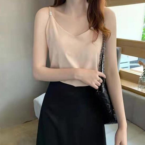 Женский жилет без рукавов с открытой спиной, однотонный, с V-образным вырезом, с низким вырезом, атласный, мягкий