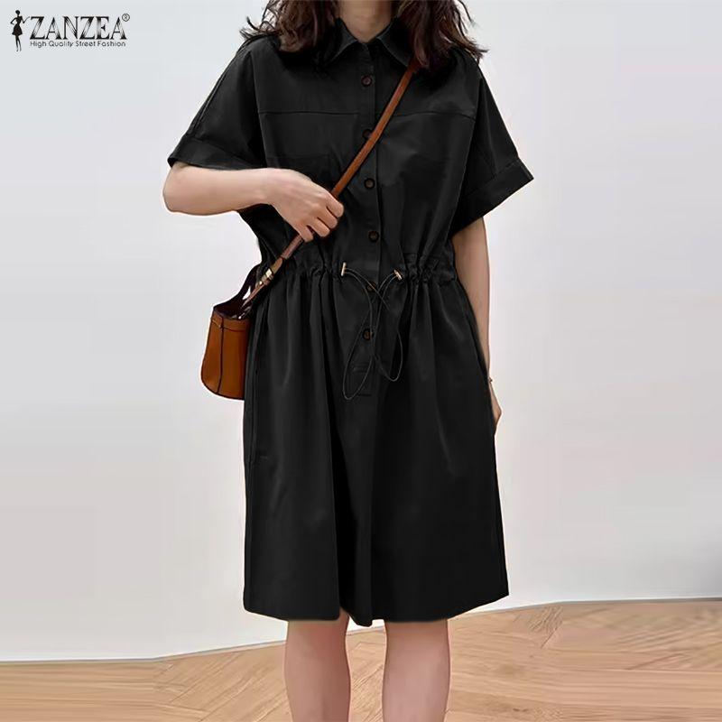 ZANZEA Женские классические комбинезоны с коротким рукавом и свободного кроя