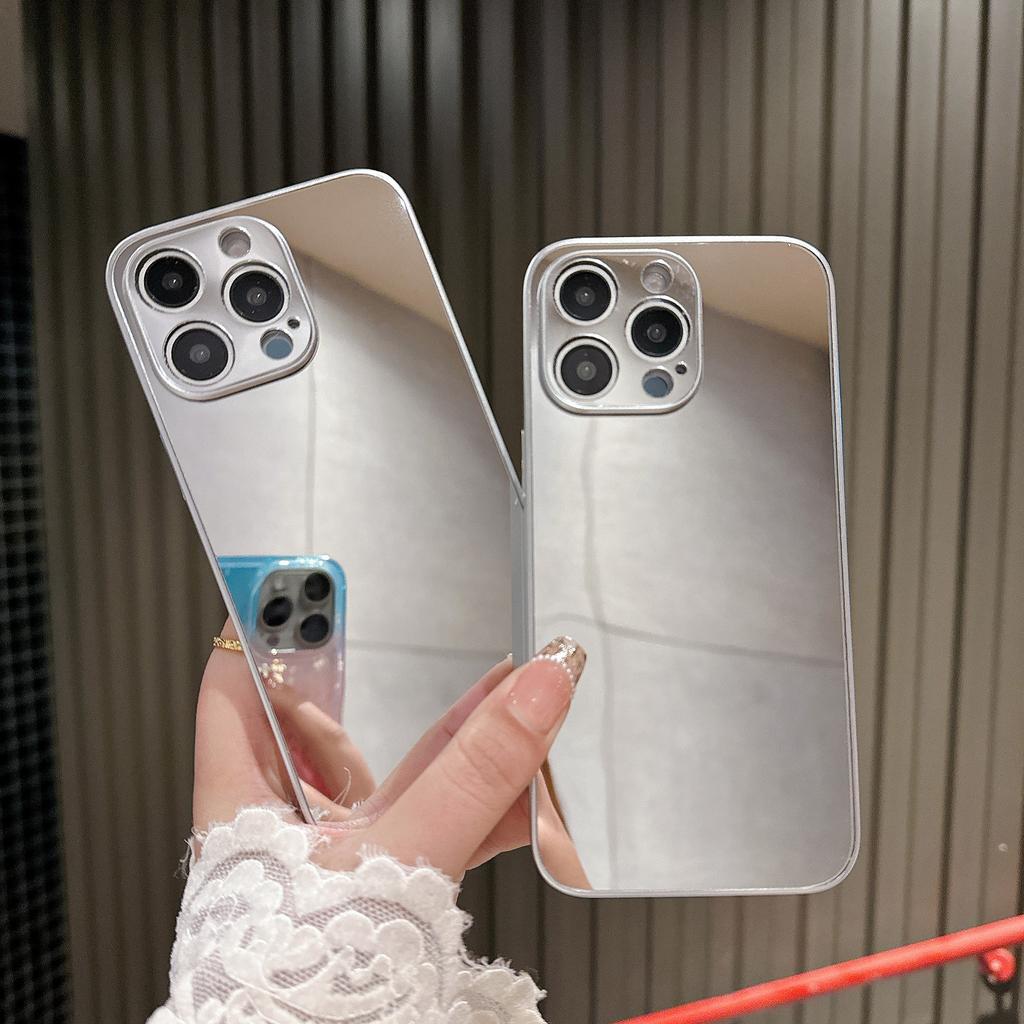 Зеркальная поверхность для чехла для мобильного телефона IPhone 16 15pro Высококачественное гальваническое покрытие Тонкие отверстия для IPhone13 Защитный чехол «два в одном»
