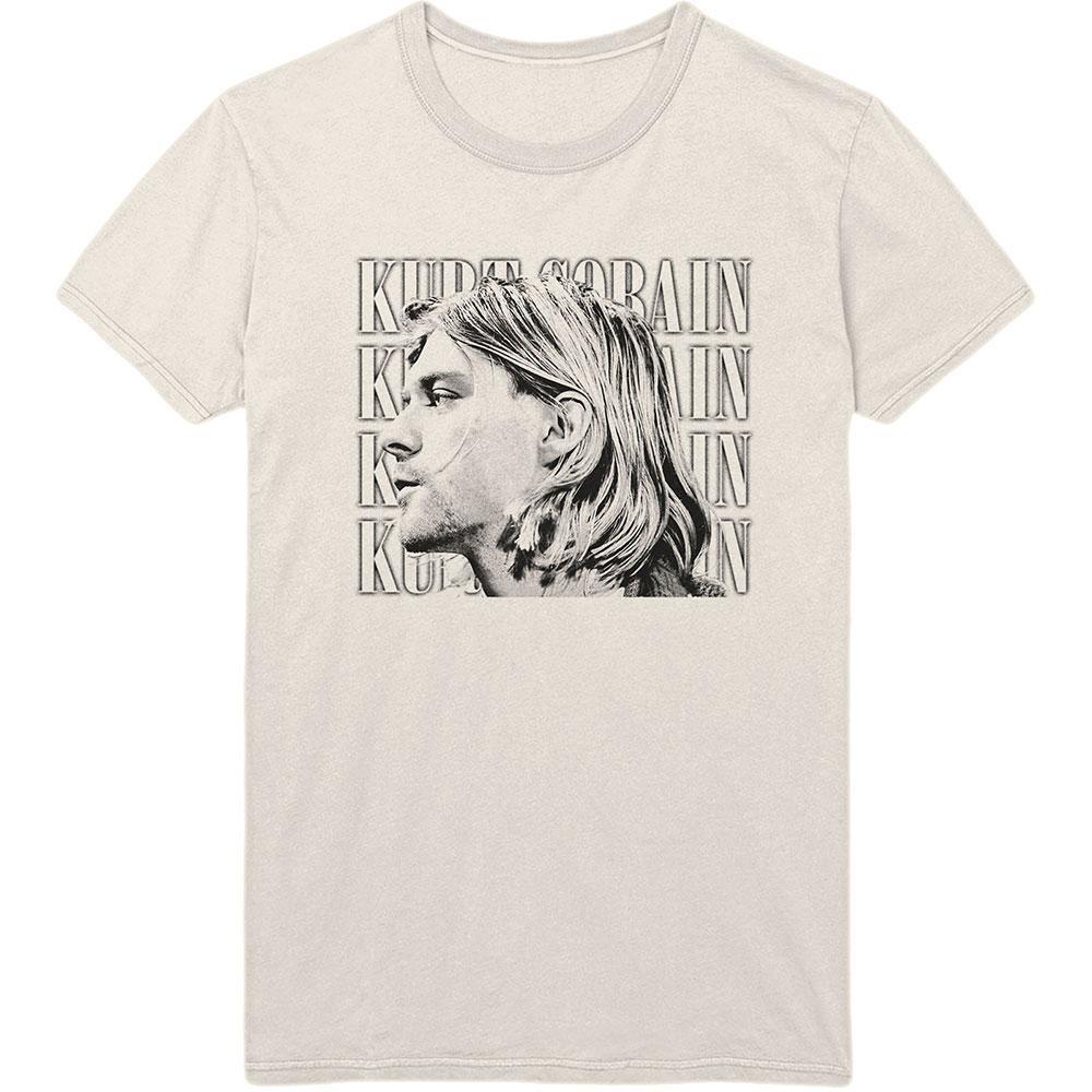 Kurt Cobain Repeat Text Portrait Print Cotton TShirt Grunge Rock Legend Unisex Short Sleeve Tee