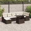 8-piece Garden Sofa Set with Brown Polyrattan Cushions, 2-seater Garden Sofa with Storage 3361057