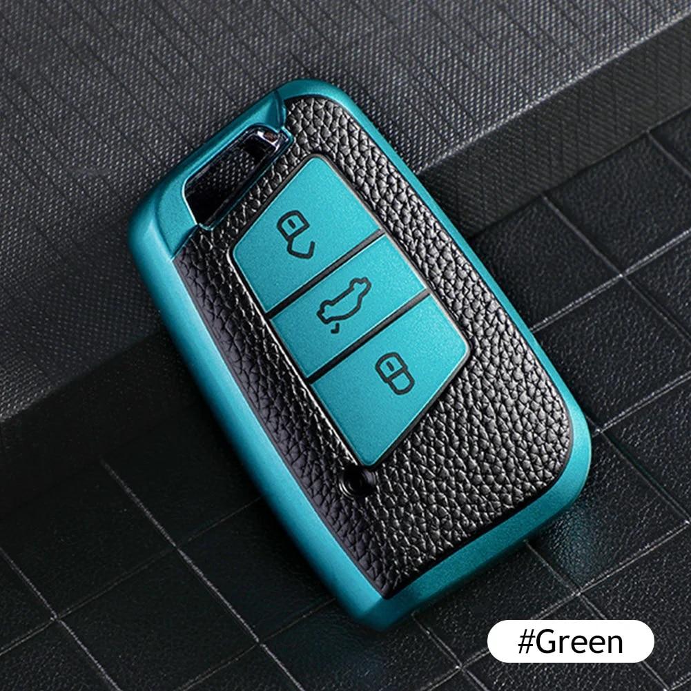 Leather Car Key Case Keys Full Cover Protection Shell Bag for VW Volkswagen Polo Tiguan Passat Golf Jetta Lavida Skoda Octavia