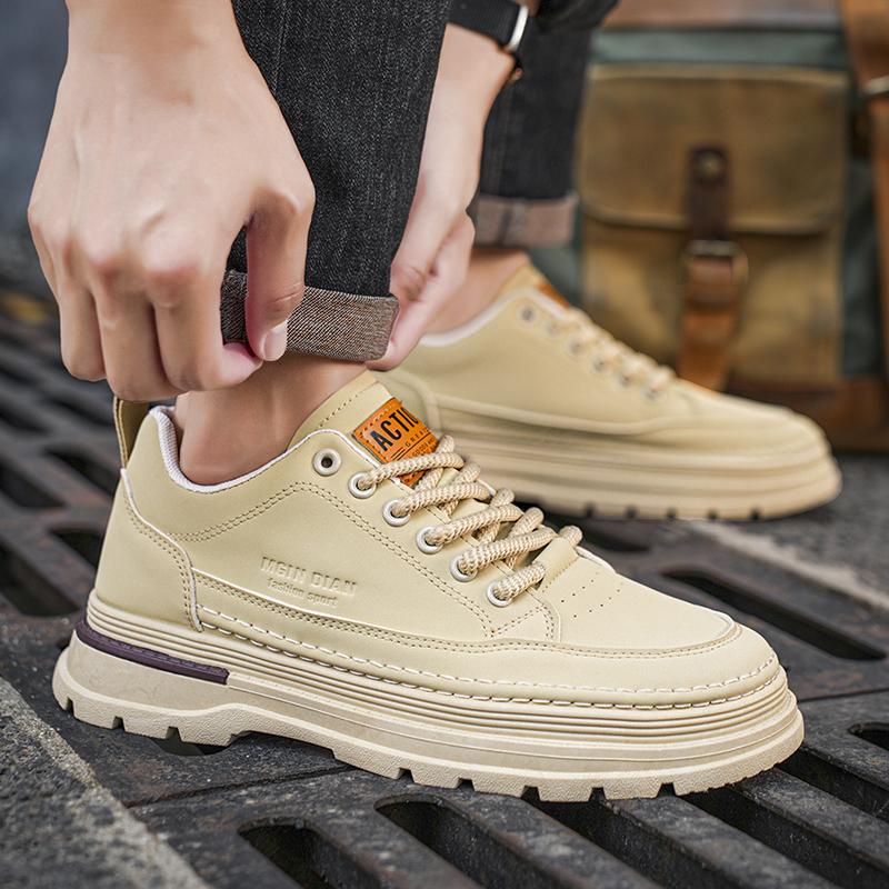 Модные мужские кроссовки Sheos, новые мужские кроссовки на толстой подошве, модные роскошные кожаные повседневные рабочие кроссовки для мотоциклистов 2024