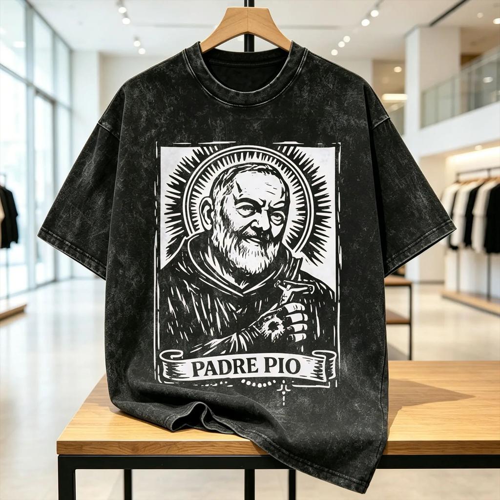 Men Padre Pio Of Pietrelcina T-Shirts Tops Summer Aesthetic Short Sleeve T-Shirt O-Neck Hip Hop Casual Tshirt Hot Sale