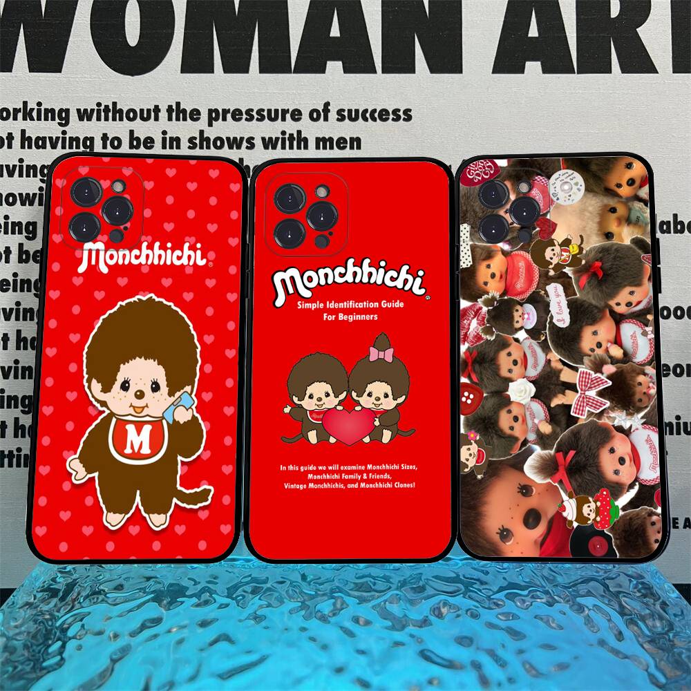 Cute M-Monchhichis-a Phone Case For IPhone 17 16 15 14 13 12 11 Pro Max Plus Mini Silicone Black Cover