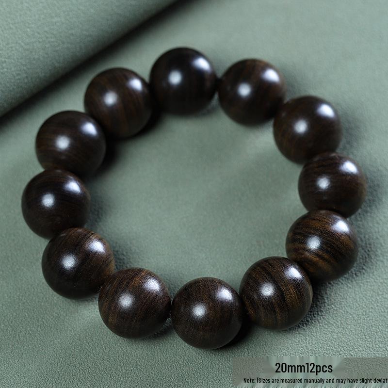 Men's Agarwood Bodhisattva Chess Bracelet: 108 Wooden Prayer Beads, Single Strand 2.0 Design with Small Holes.