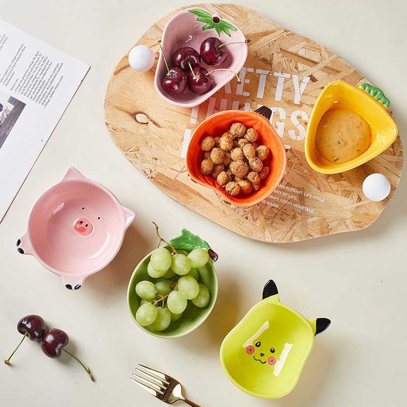 Мультяшная керамическая маленькая тарелка для приправ, милая домашняя тарелка для закусок, уксус, соевый соус, фруктовая холодная овощная миска
