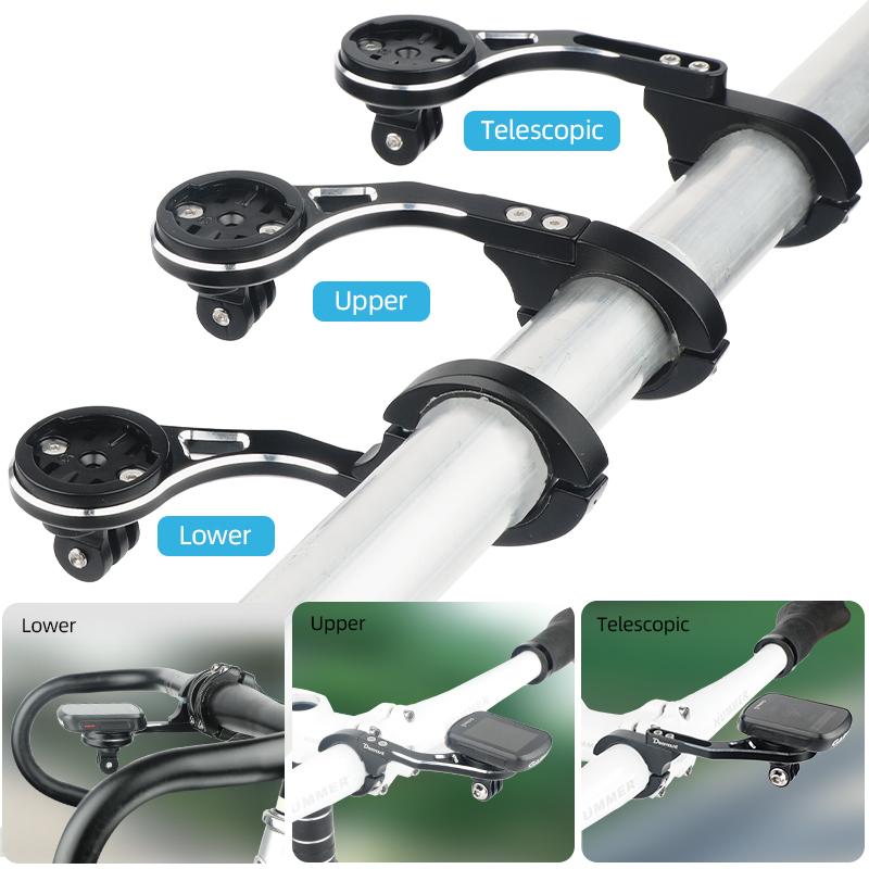 MTB Road Bike Handlebar Extended Bar Computer Mount for Garmin/Bryton/Wahoo Out Front Sports Camera Front Light Stand Clip