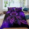 Dream Catcher Duvet Cover Set Purple Bedding Set Chic Boho Mandala Floral Feather Design Galaxy Comforter Cover Set Queen Size
