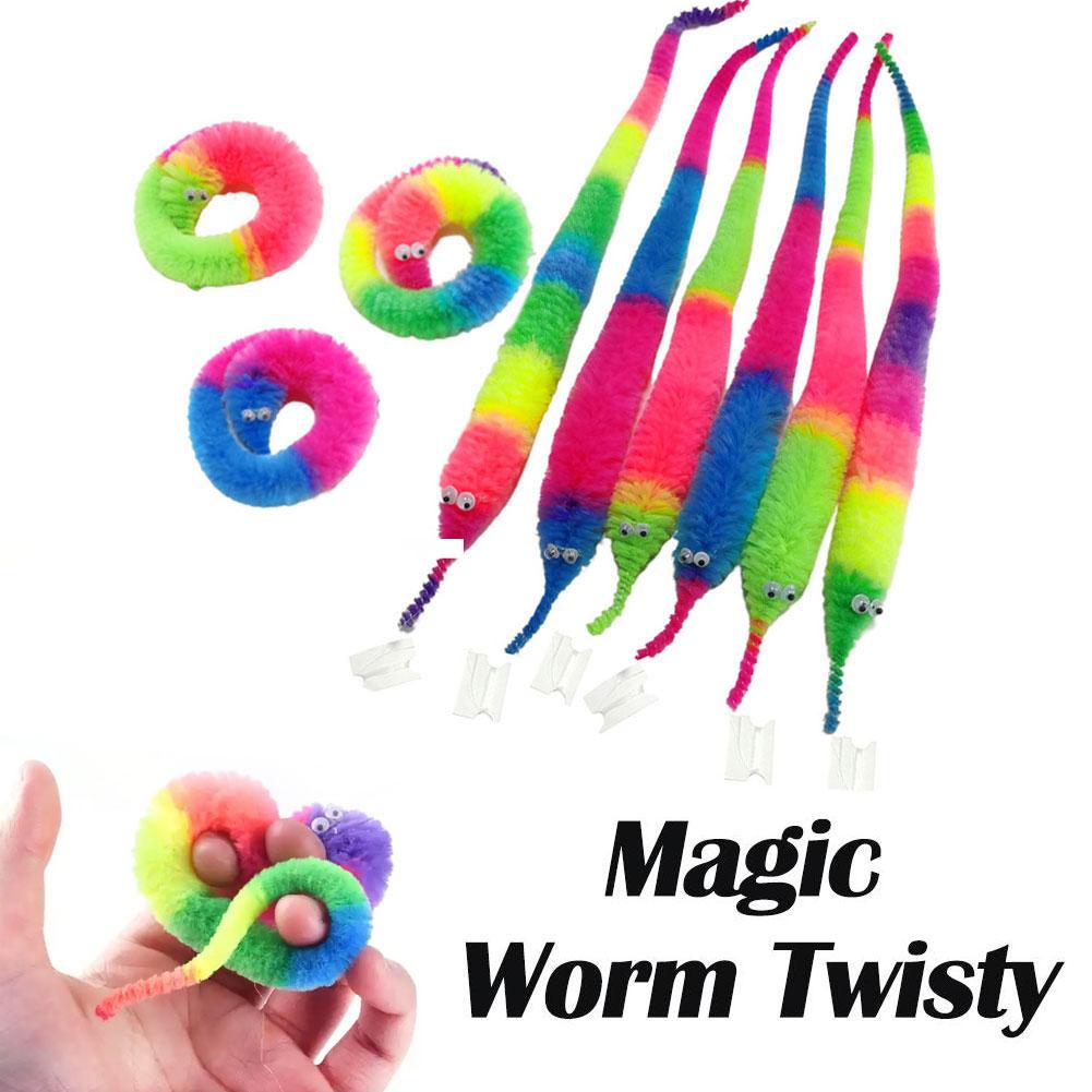 1/3/5Pcs New Funny Props Twisty Magic Worm Trick Toy For Kids Caterpillars On A Invisible String Children Party Game Favor Gift