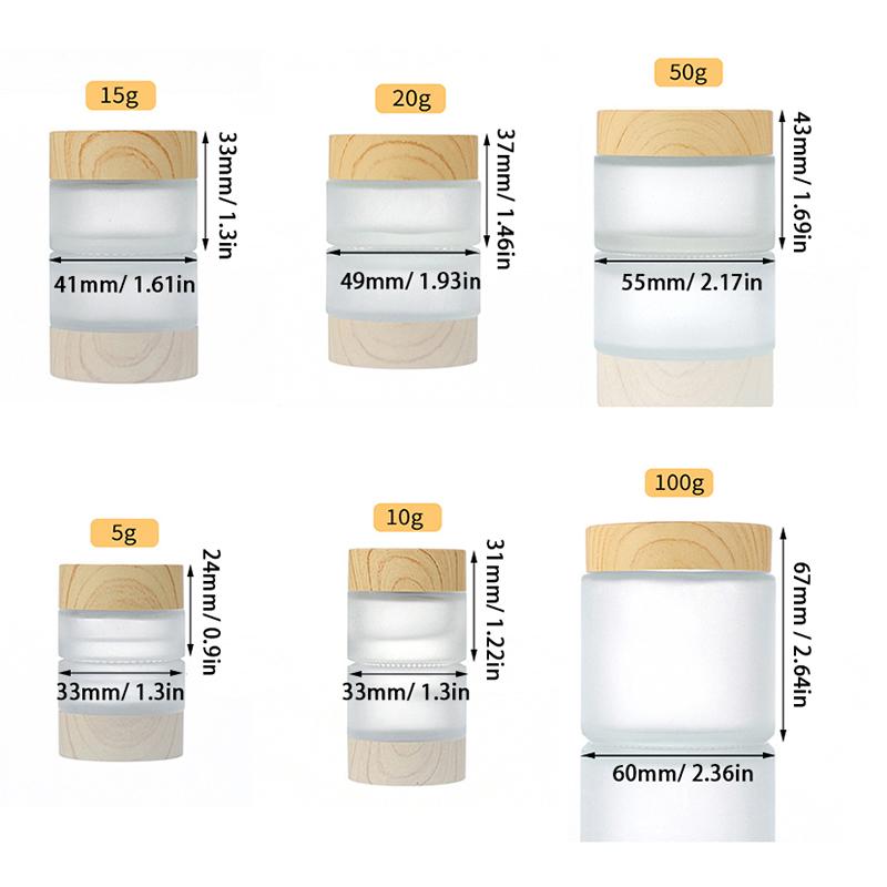 5G-100G Frost Glass Cream Bottle с деревянной крышкой портативная пустая бутылка для ухода за кожей гель сыворотка контейнер косметический дозатор инструмент