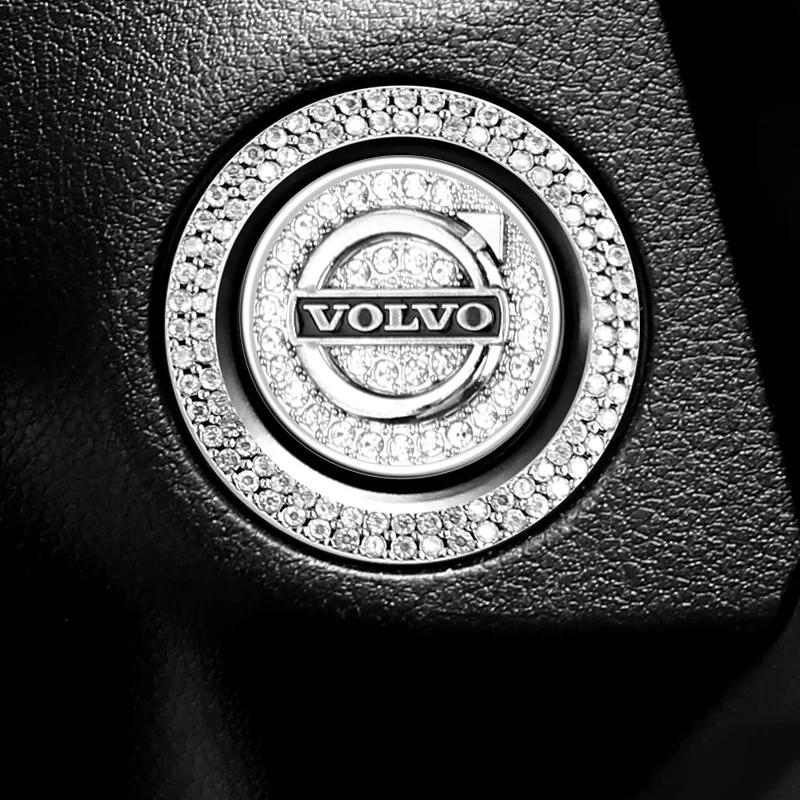 Car Start Switch Button Diamond Stickers Rhinestone Ring Circle Trims Protect Cover For Volvo V40 V60 V90 XC40 XC60 XC90 S60 S90