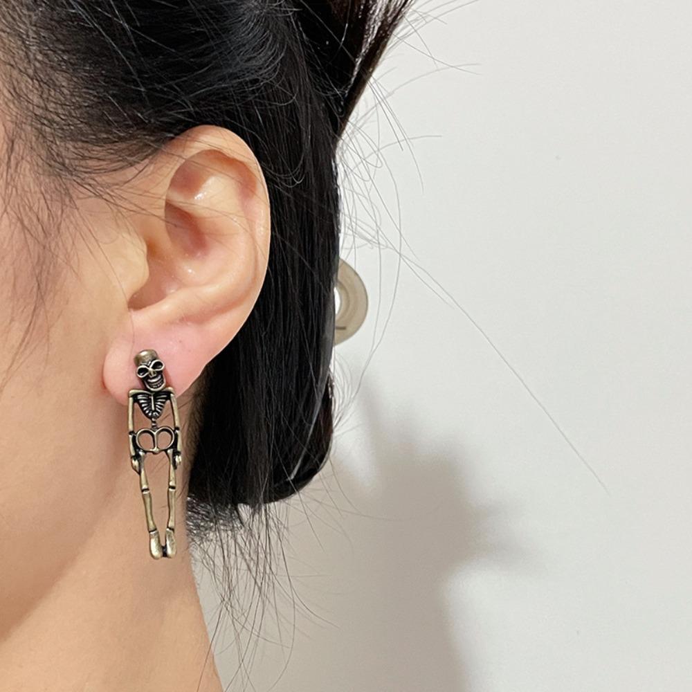 Zinc Zinc Alloy Halloween Earrings Hip Hop Imitation Human Bone Earrings Aesthetic Skeleton Earrings Party