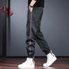 Мужские брюки-джоггеры с карманами Jie Leinuo 2025 Осень Американский стиль Свободный крой с леопардовым принтом Пэчворк