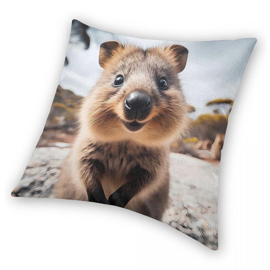 Quokka Adorable Wildlife Square Pillowcase Polyester Linen Velvet Printed Zip Decor Room Cushion Case