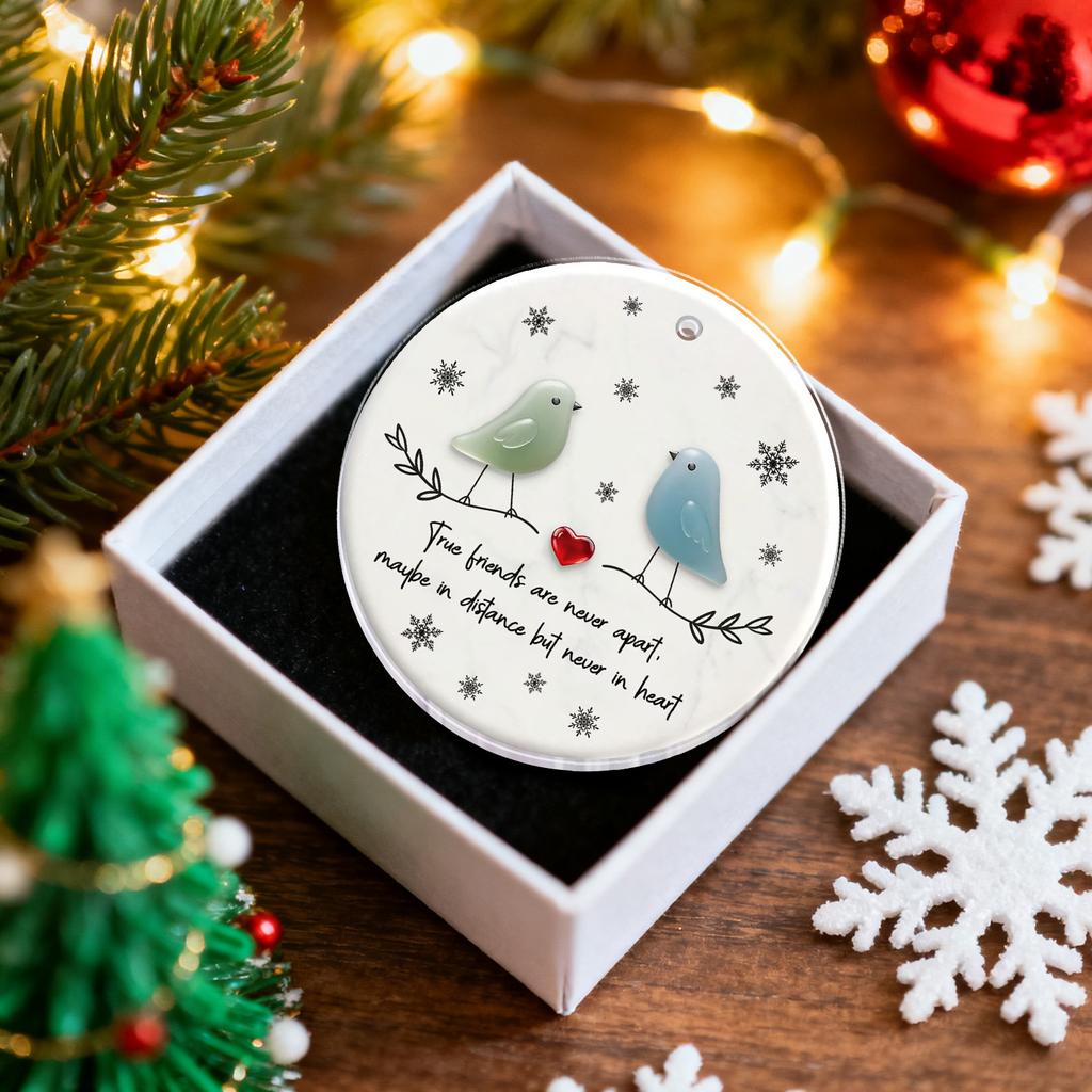 2d Acrylic Heart Shaped Sea Glass Friendship Decor,Friendship Heart Keepsake,Friendship Heart Ornament For Tree Hanging Ornaments,