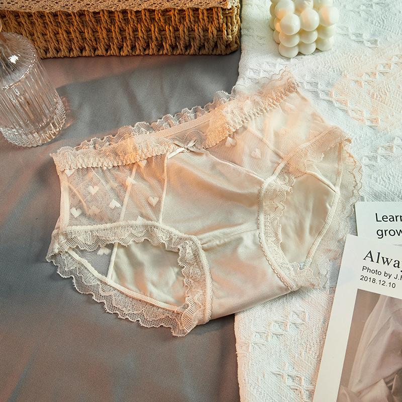 Женское нижнее белье из чистого хлопка с антибактериальным кружевом в области шагового шва, удобные бесшовные трусики для девочек, летние, со средней и высокой талией, дышащие, с треугольными чашечками